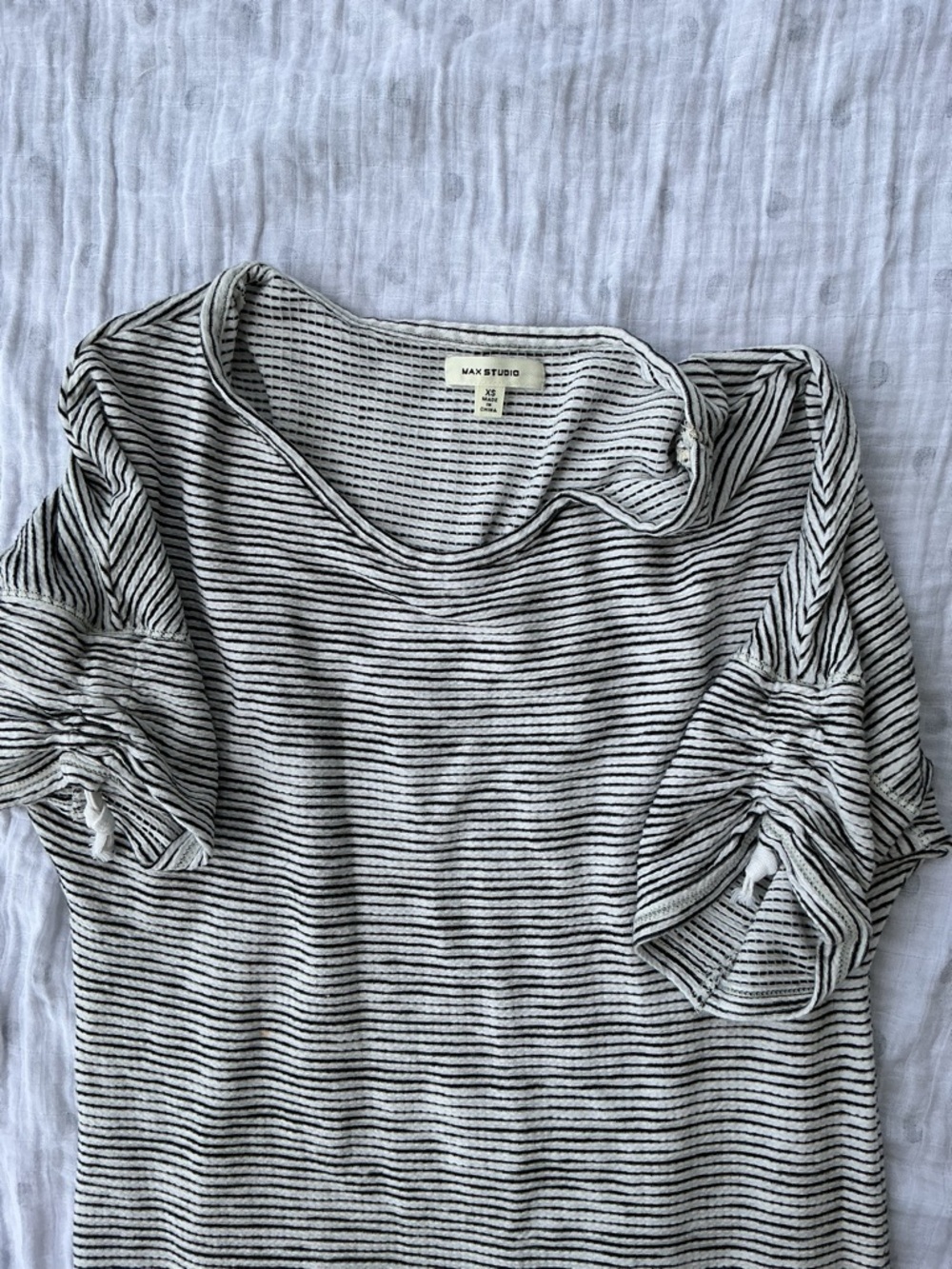 Max Studio Black & White Striped Short-Sleeve Tee